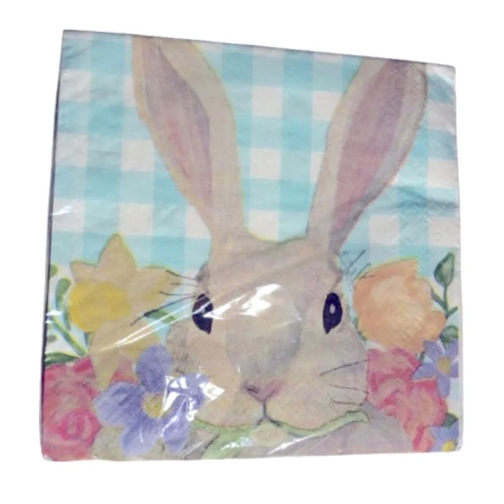 🎈$3 bundled🎈NEW Bunny Floral Lunch Napkins, 16 ct Paper Party Supply Multicolor